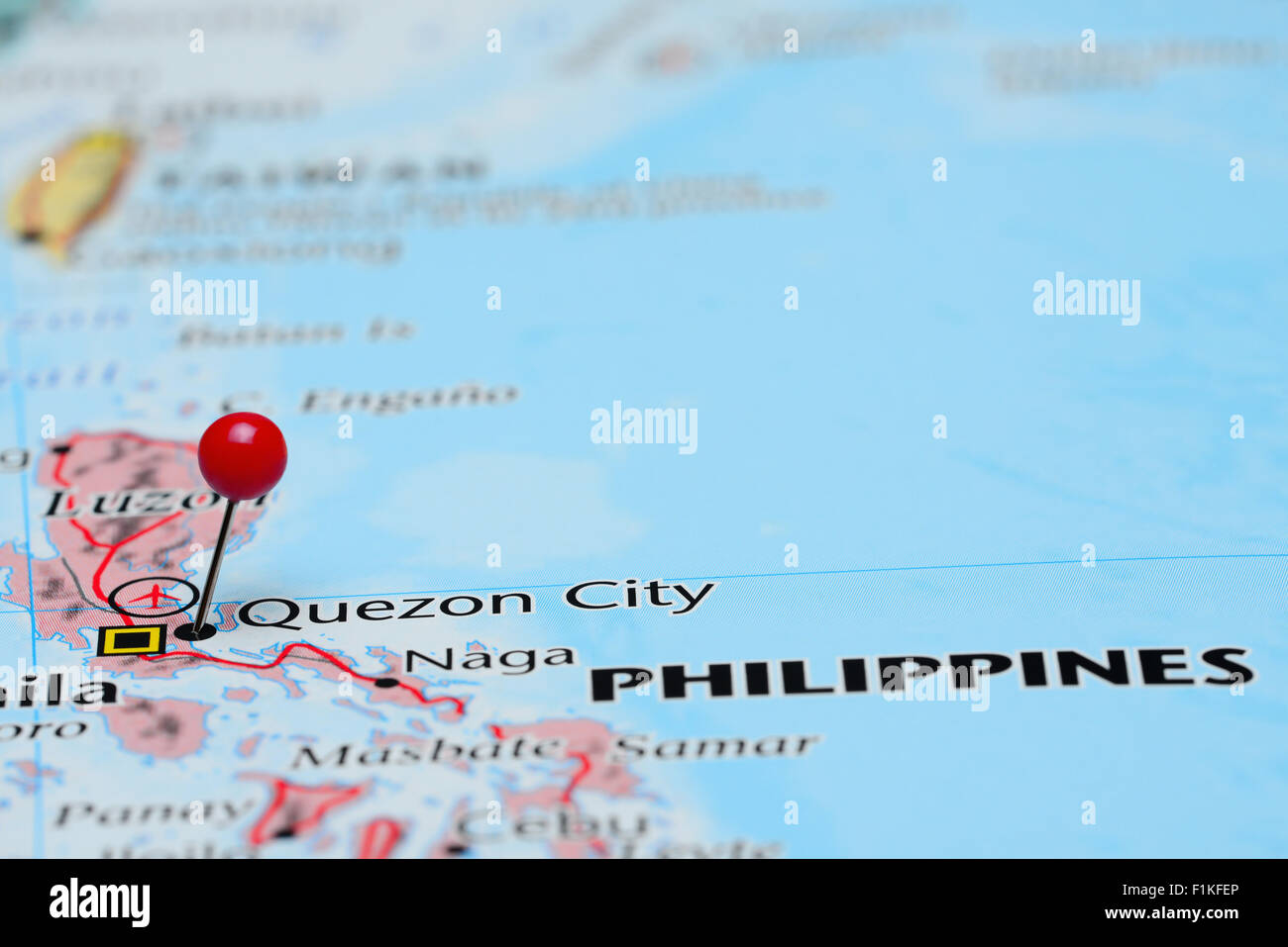 Quezon City sur une carte de l'Asie Banque D'Images