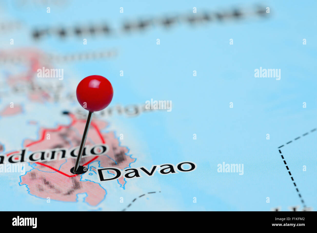 Davao épinglée sur une carte de l'Asie Banque D'Images