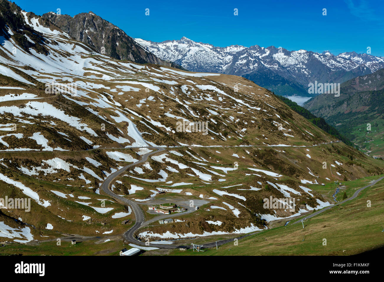 La vallée de Barèges, route à la Pic du Midi et le Col du Tourmalet, Hautes Pyrenees, France Banque D'Images