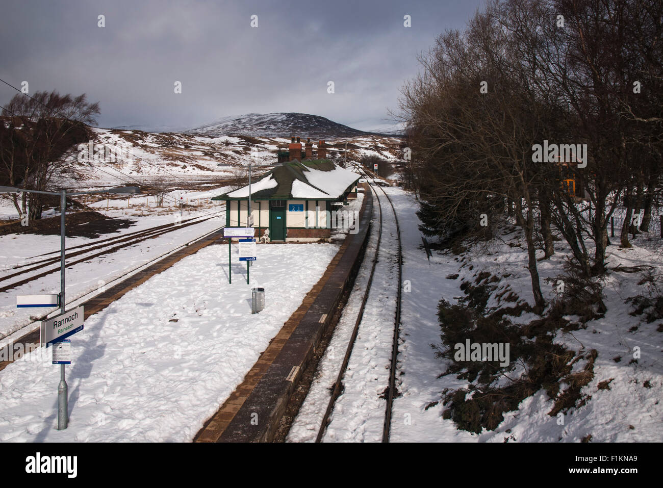 En hiver la station de Rannoch, Rannoch Moor, Perth et Kinross, Scotland Banque D'Images