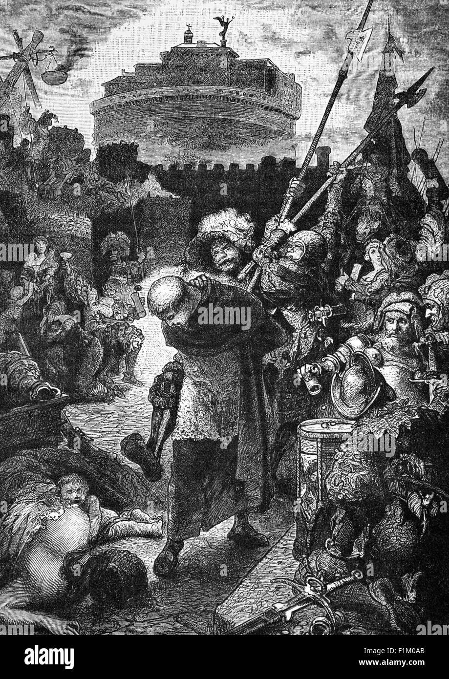 Les débardeurs allemands à Rome. Les langoudis étaient des mercenaires germanophones utilisés dans les formations de brochets et de greniers qui formaient la majeure partie de l'Armée impériale de l'Empire romain Saint de la fin du 1400 au début du 1600. Banque D'Images