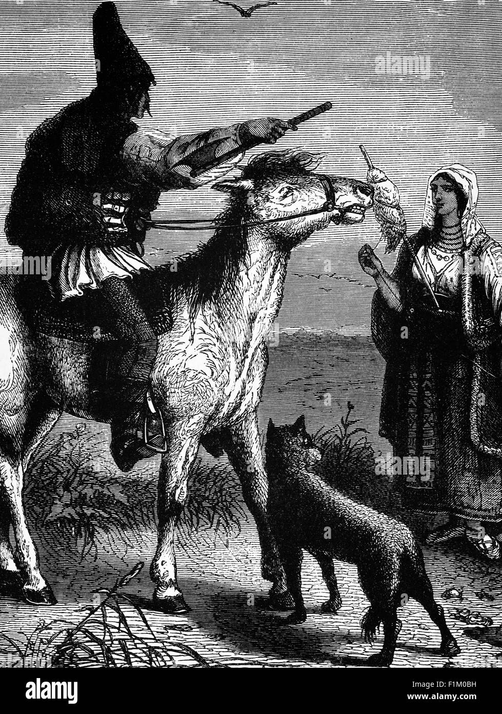 Citoyens hongrois du XIXe siècle en costume national. La tenue traditionnelle hongroise présente de nombreuses caractéristiques Renaissance et baroques. Mais jusqu'au début du XXe siècle, les vêtements populaires de Hongrie étaient plus simples et avaient moins de décorations. Seulement dans les années 1930, des fils colorés ont été ajoutés aux motifs, et la quantité de broderie a augmenté. Aujourd'hui, la robe populaire hongroise est rarement utilisée par les habitants. Cependant, il est toujours unique et exceptionnel. Banque D'Images