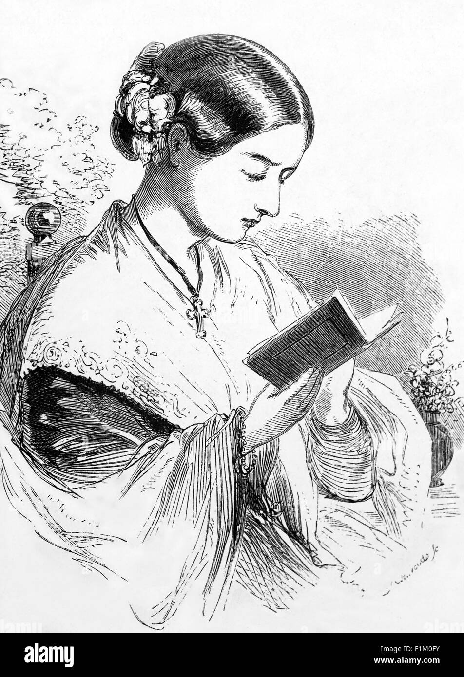 Florence Nightingale (12 mai 1820 - 13 août 1910), célèbre écrivain anglais, infirmière et statisticien, qui s'est fait connaître pour son travail de pionnier dans le domaine des soins infirmiers au cours de la guerre de Crimée, où elle avait tendance à des soldats blessés. Elle a été surnommée "La dame à la Lampe" après que son habitude de les rondes de nuit. Banque D'Images