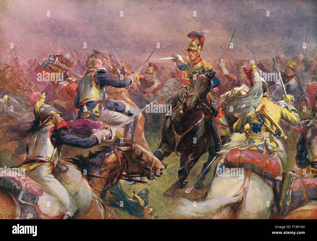 Charge de la Brigade lourde Waterloo 1815 Banque D'Images