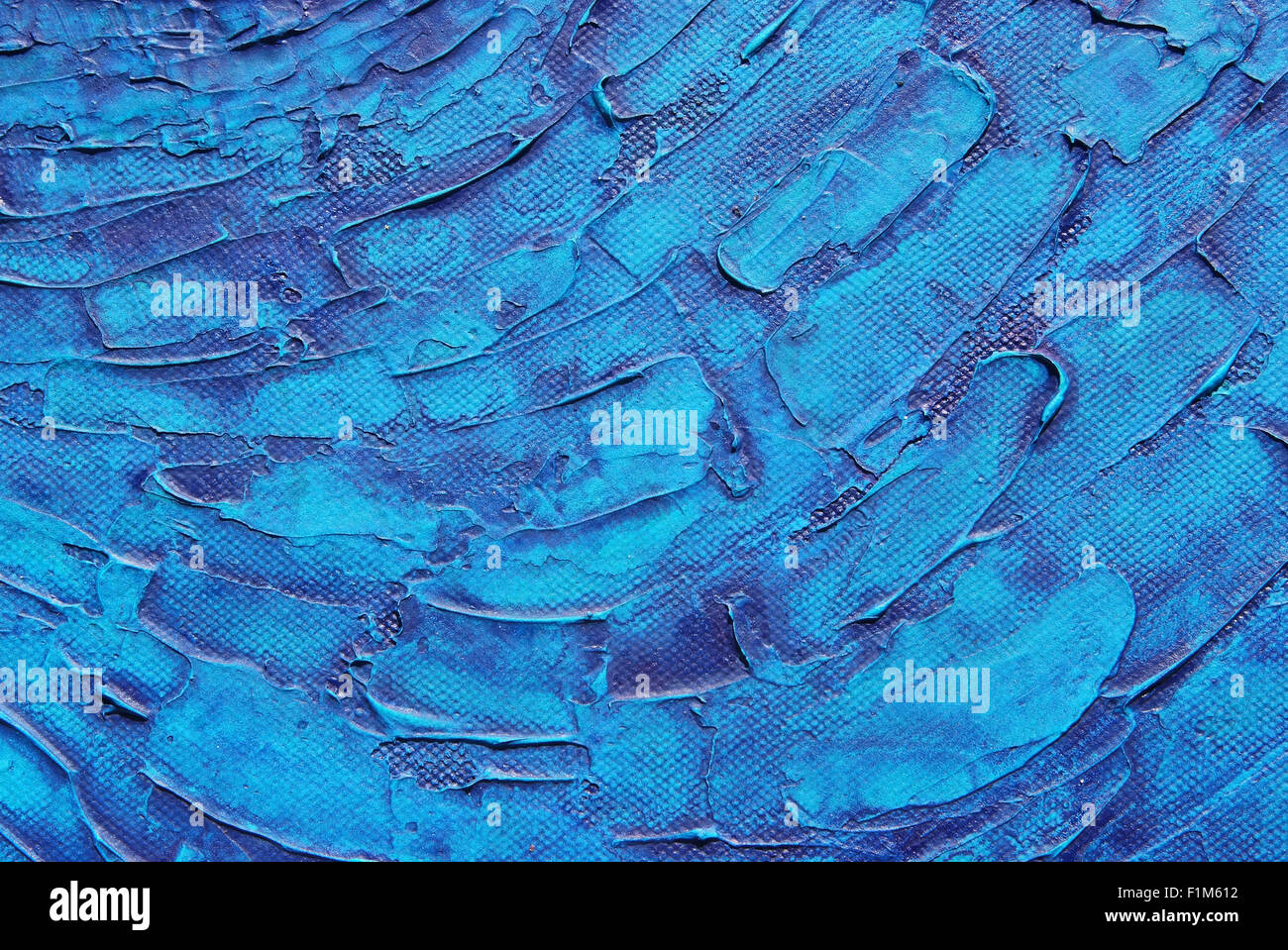 La texture de fond bleu, de la peinture acrylique sur toile Banque D'Images