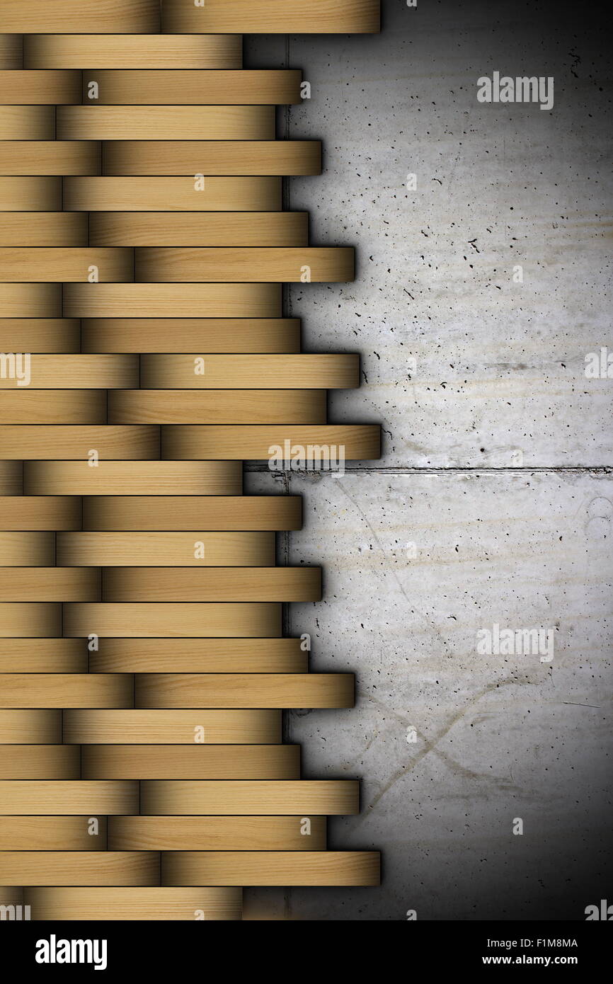 Résumé de l'installation de plancher en bois détail sur une surface en béton Banque D'Images