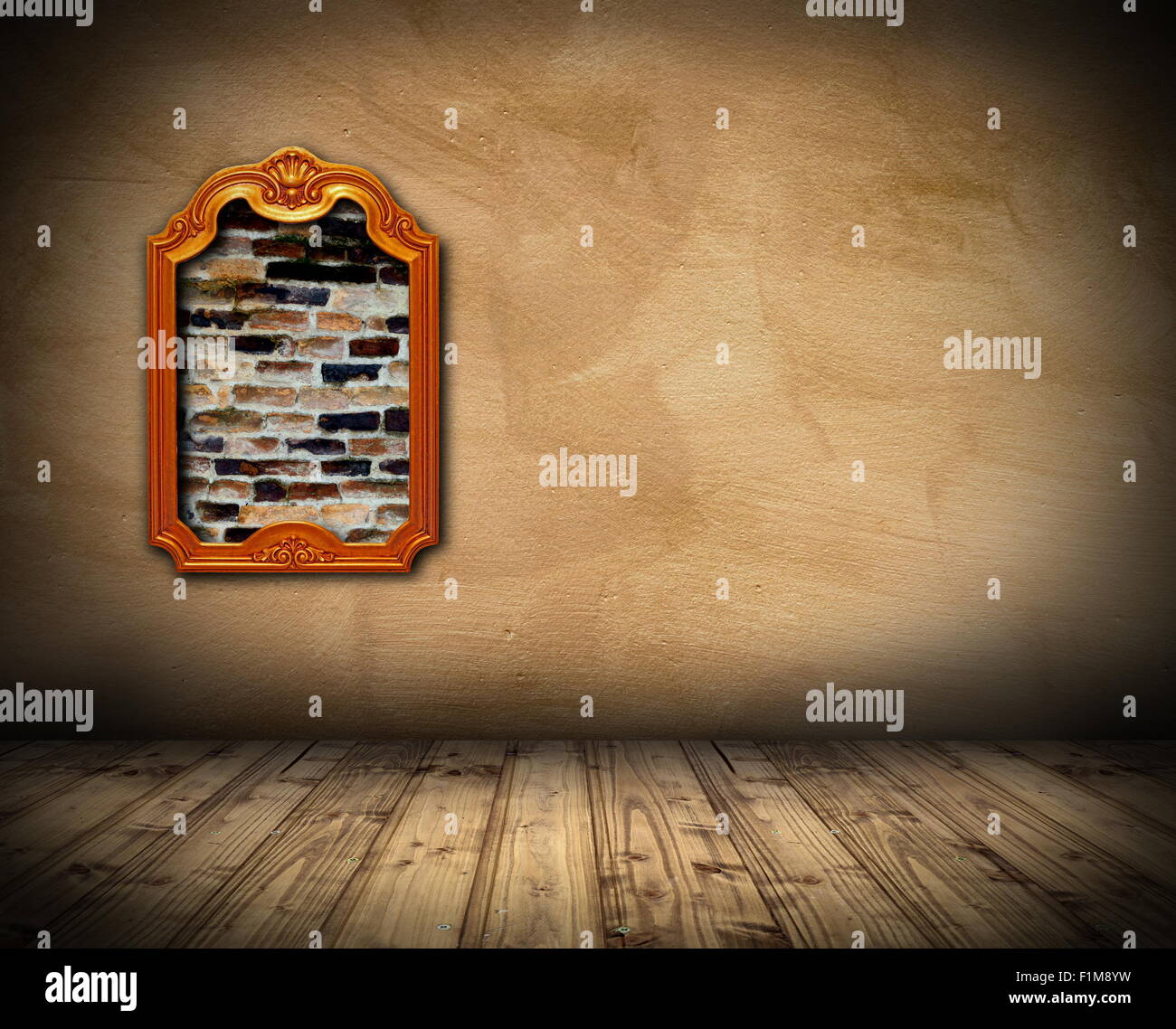 Toile intérieure avec l'art cadre sur mur surmonté de révéler la structure interne Banque D'Images