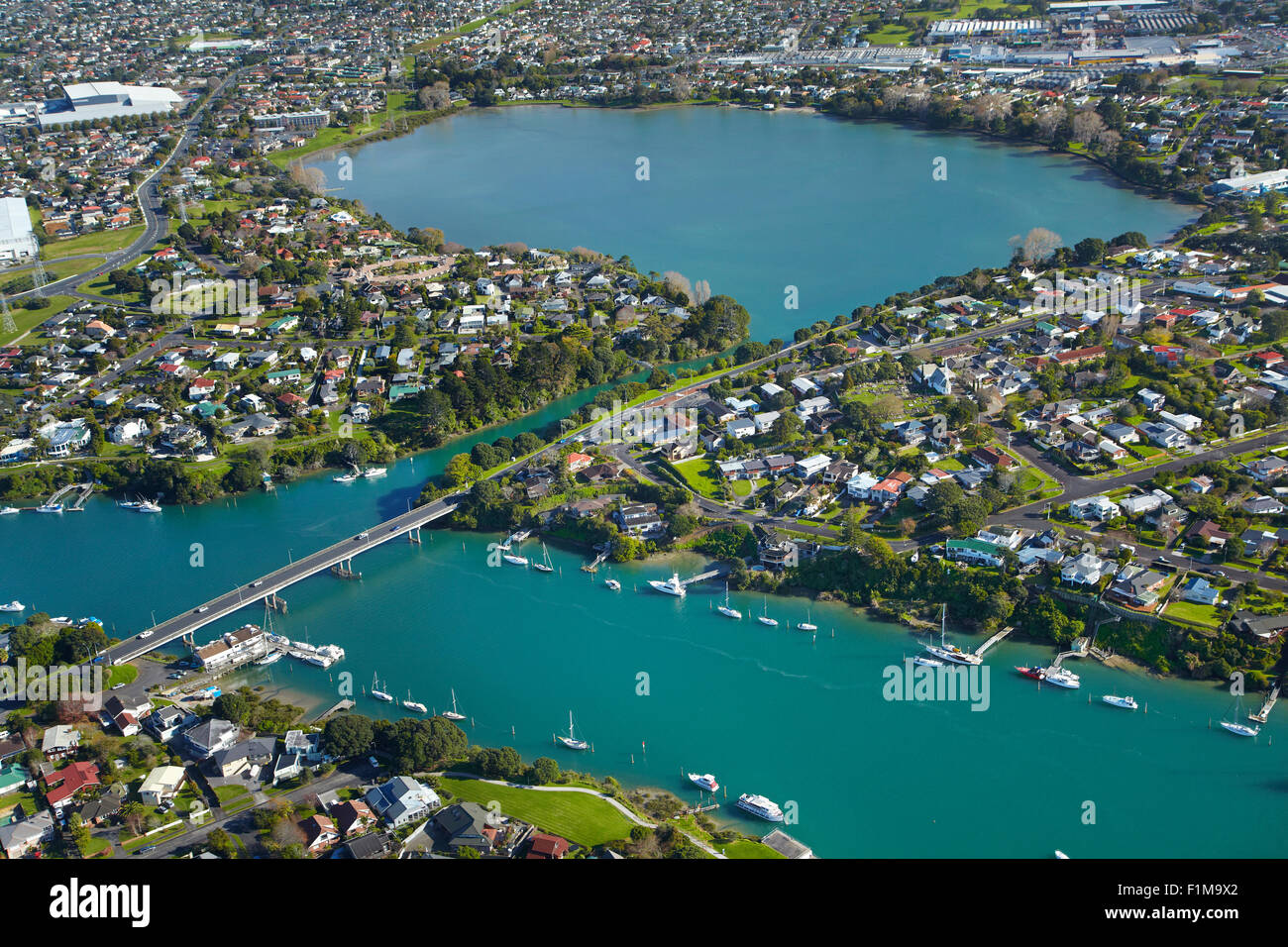 Le Mont Wellington, Pakuranga, Panmure, Tamaki, rivière et bassin Panmure, Auckland, île du Nord, Nouvelle-Zélande - vue aérienne Banque D'Images