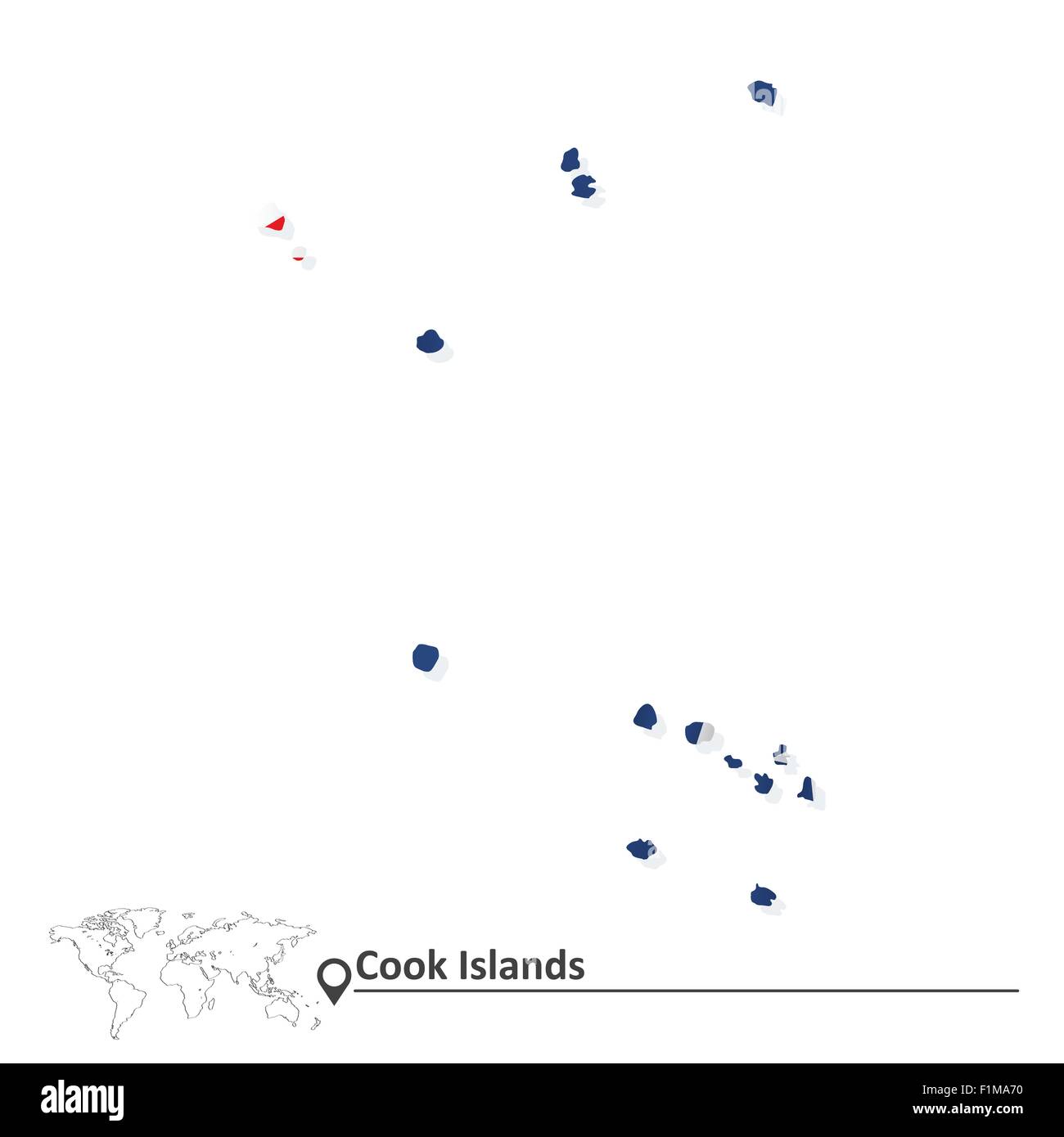 Carte des îles Cook avec drapeau - vector illustration Illustration de Vecteur