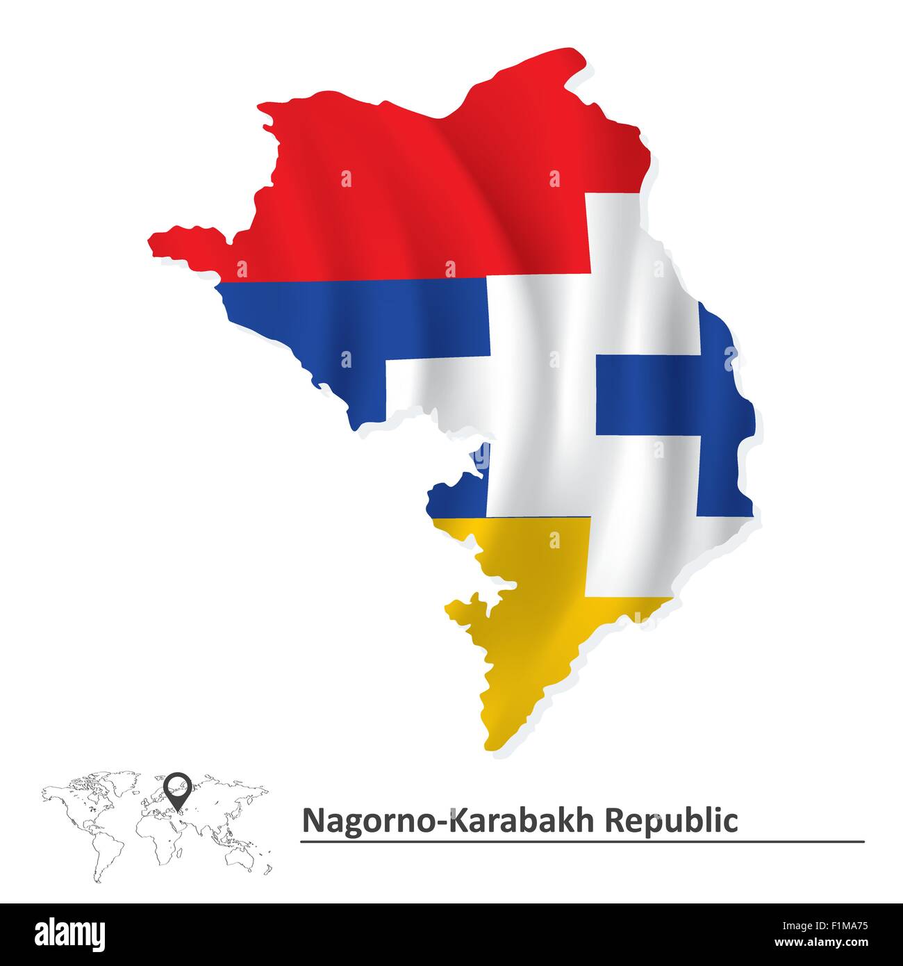 Carte de la République du Haut-Karabakh avec drapeau - vector illustration Illustration de Vecteur