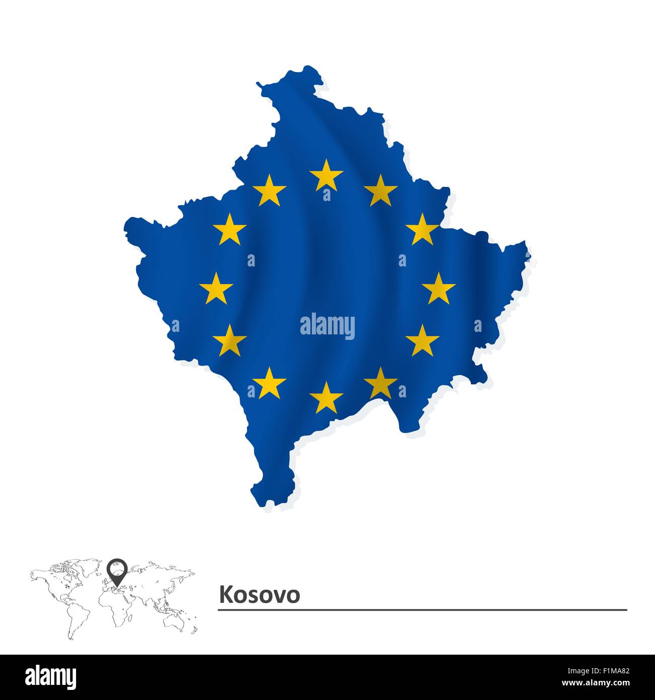 La carte du Kosovo avec drapeau de l'Union européenne - vector illustration Illustration de Vecteur