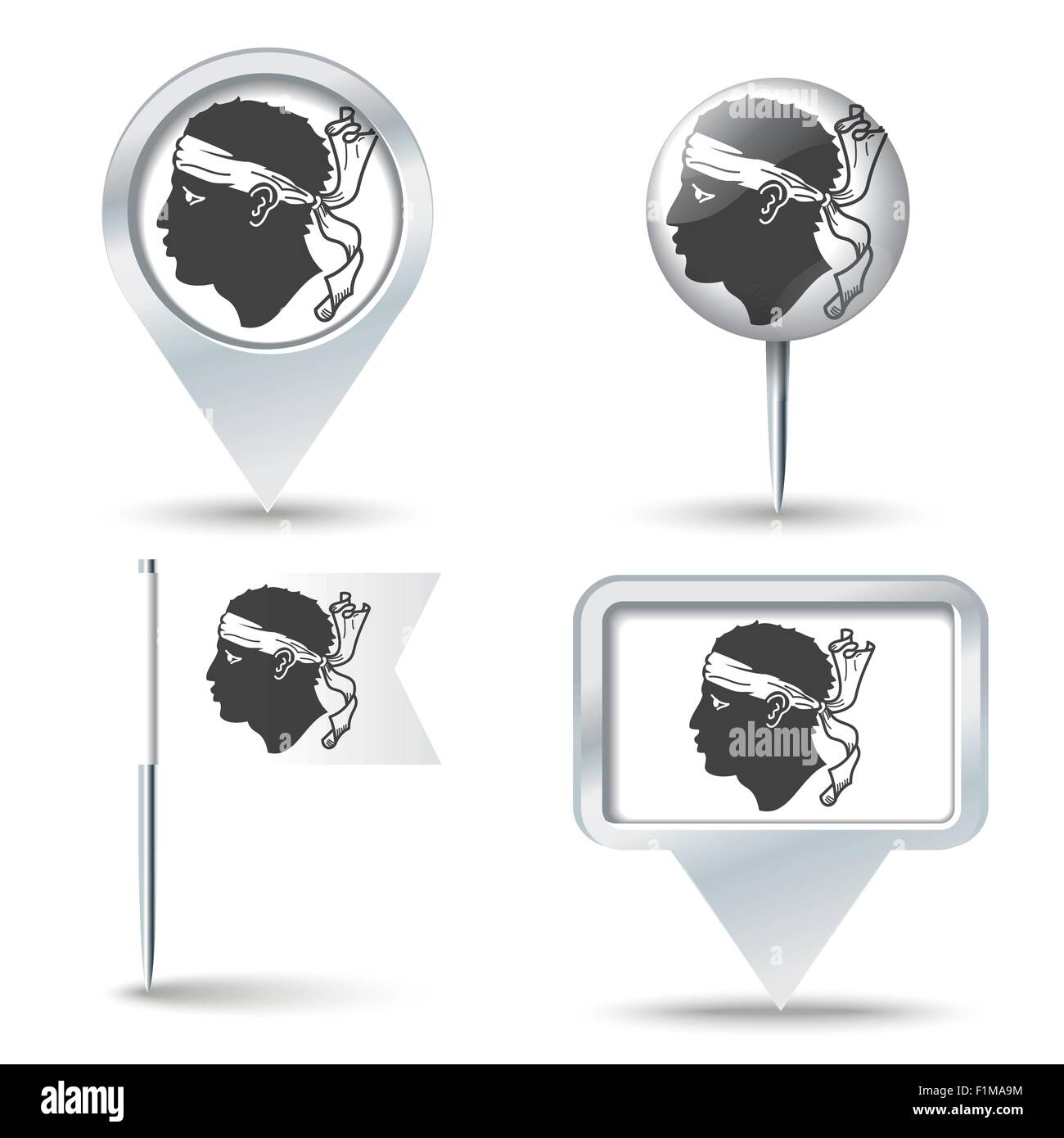 Les axes de la carte avec le drapeau de la Corse - vector illustration Illustration de Vecteur