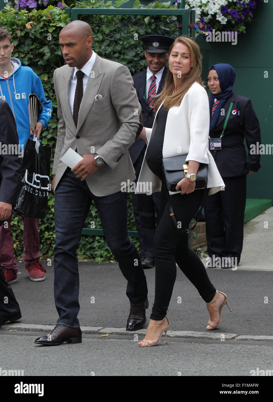 Thierry Henry And Andrea Rajacic Seen At Wimbledon Championships 2015 