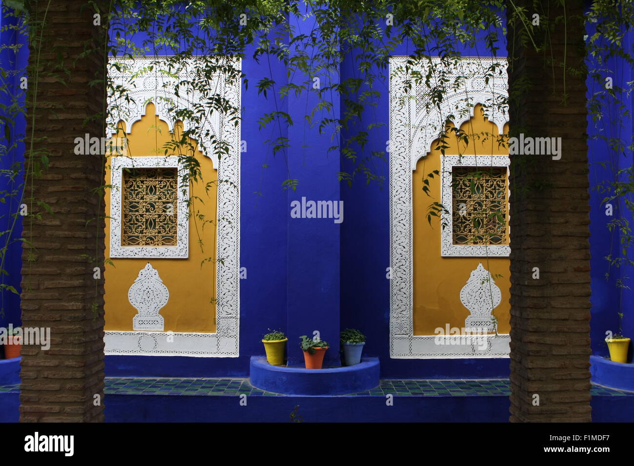 La maison bleue en 'Jardin Majorelle Marrakech,Maroc'.L'Afrique,c'était la maison de la styliste français Yves Saint Laurent Banque D'Images