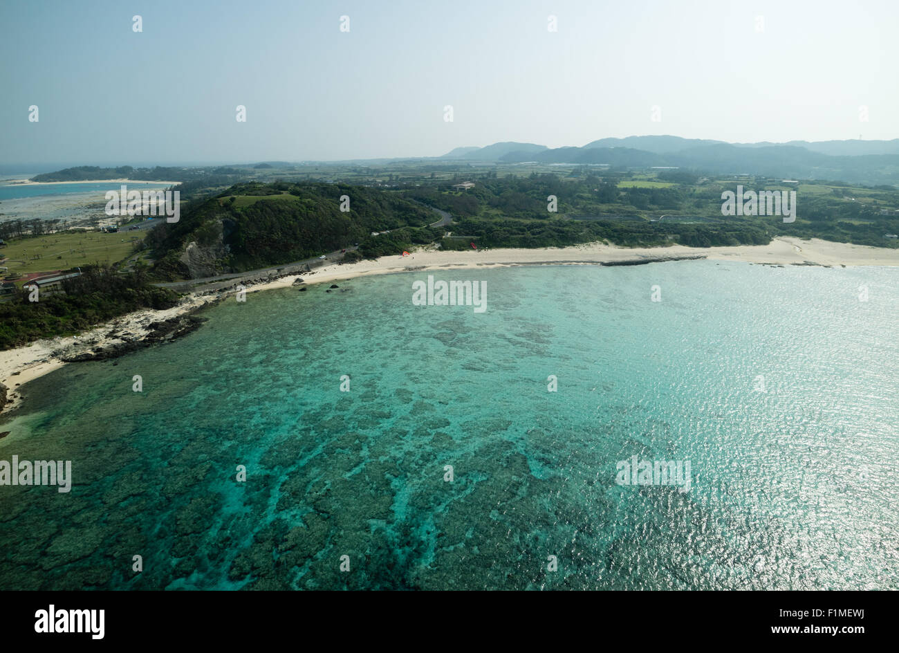 Belle plage tropical paradise et de récifs coralliens du lagon Amami Oshima, Kagoshima, Japon tropical Banque D'Images