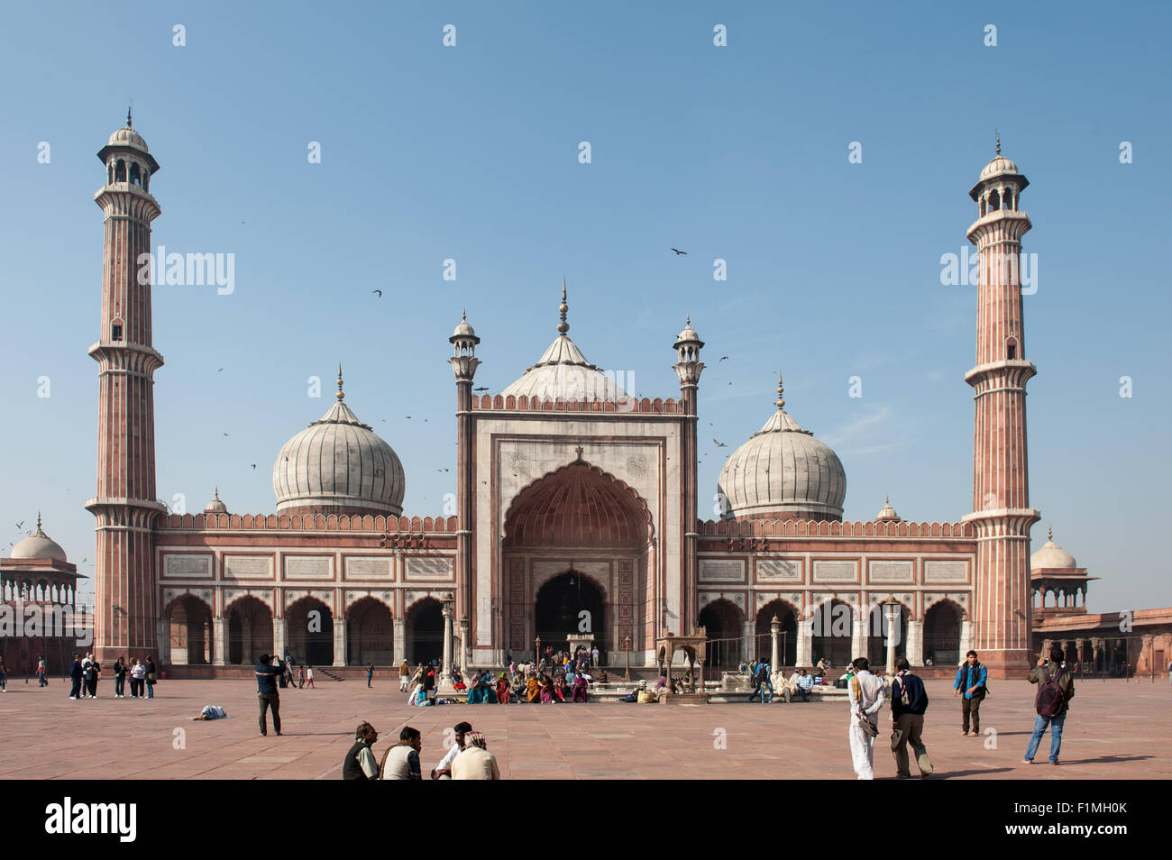 Delhi, Inde. Jama Masjid mosquée de vendredi. Banque D'Images