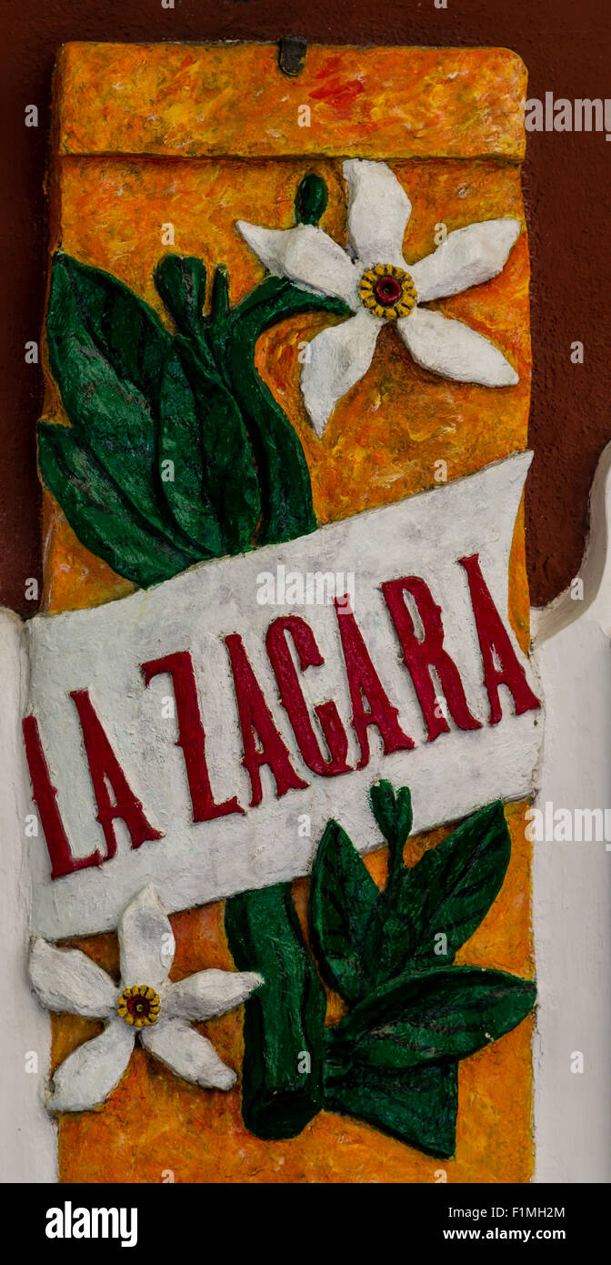 Signe en céramique pour La Zagara dans Positano Banque D'Images
