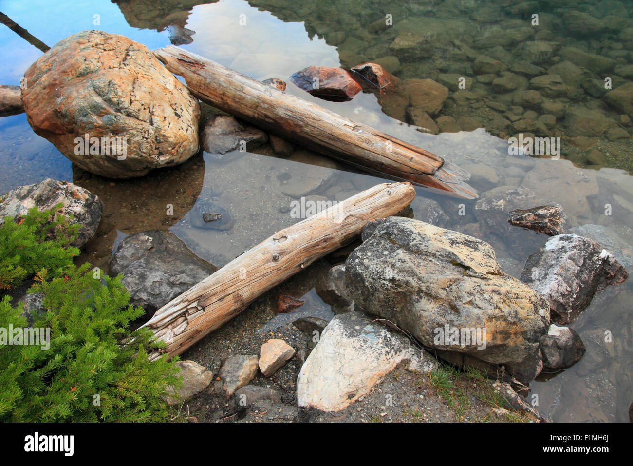 Le Canada, l'Alberta, parc national de Banff, lac Moraine, rochers, billes, Banque D'Images