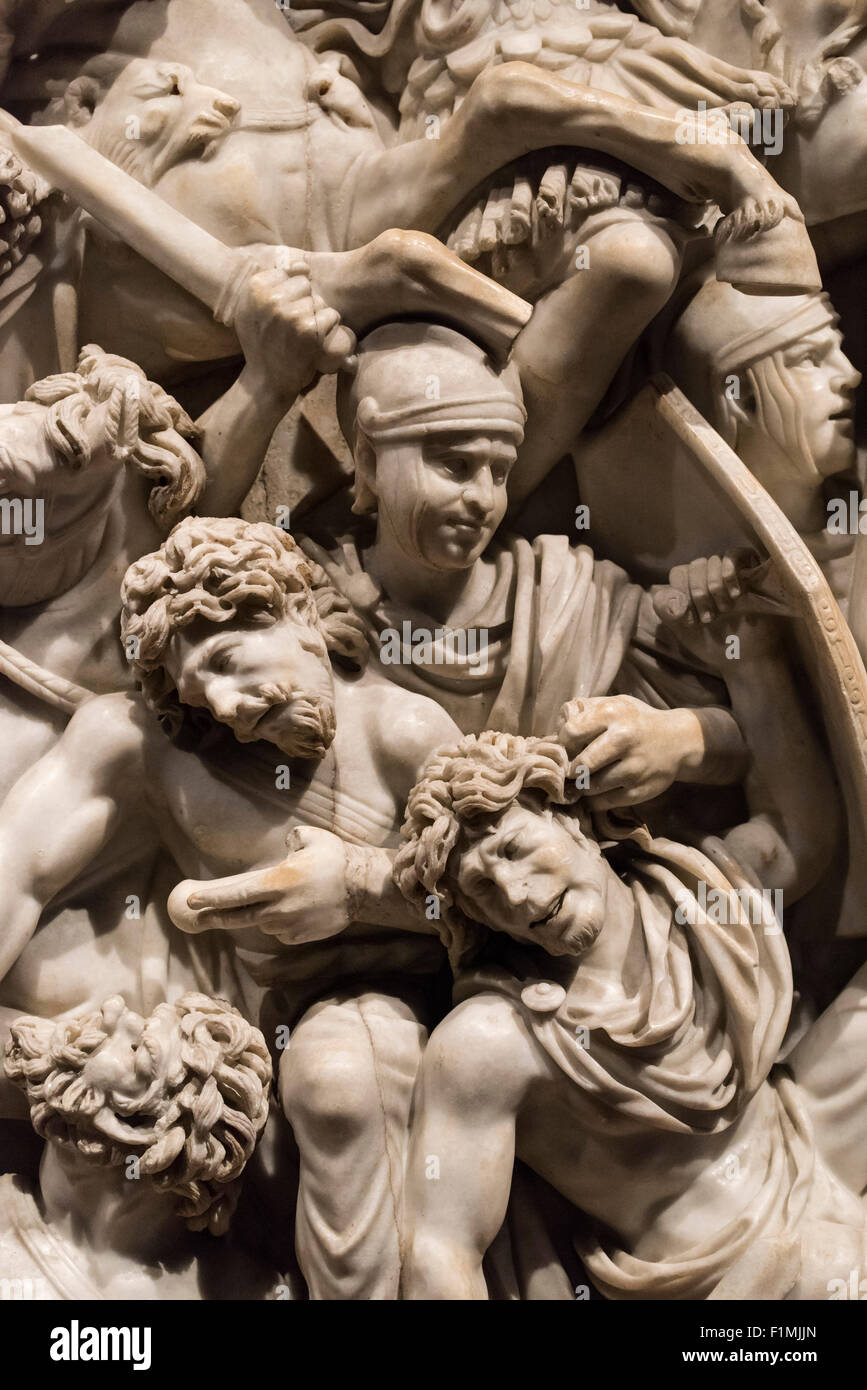 Rome. L'Italie. Sarcophage Ludovisi bataille (250-260 AD) Palazzo Altemps. Museo Nazionale Romano. Banque D'Images