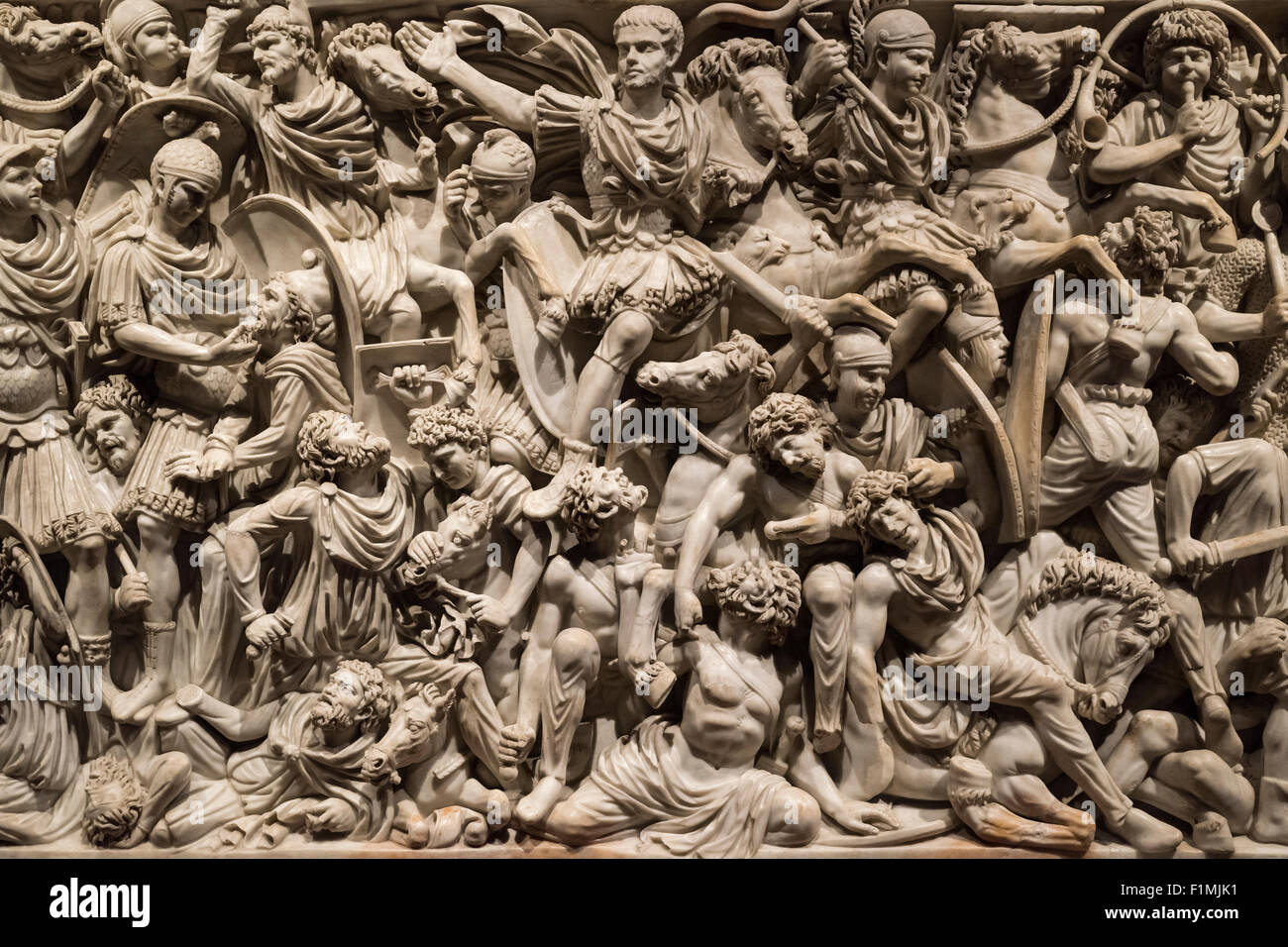 Rome. L'Italie. Sarcophage Ludovisi bataille (250-260 AD) Palazzo Altemps. Museo Nazionale Romano. Banque D'Images