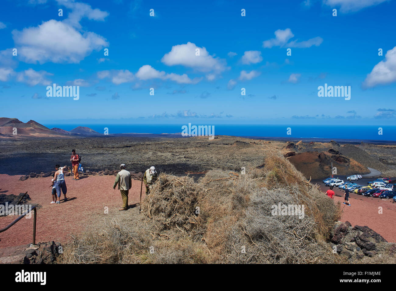 L'un des plus importants lieux à visiter sur cette île de Lanzarote est le Parc National de Timanfaya. Banque D'Images