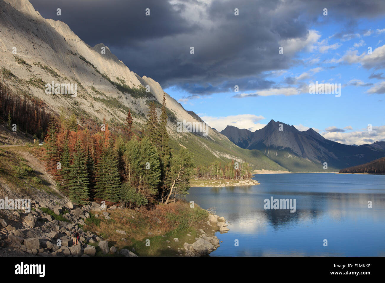 Le Canada, l'Alberta, Parc National de Jasper, le lac Medicine, Banque D'Images