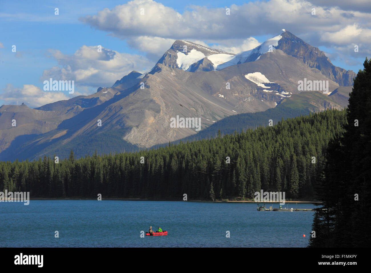 Le Canada, l'Alberta, le Parc National Jasper, le lac Maligne, Banque D'Images