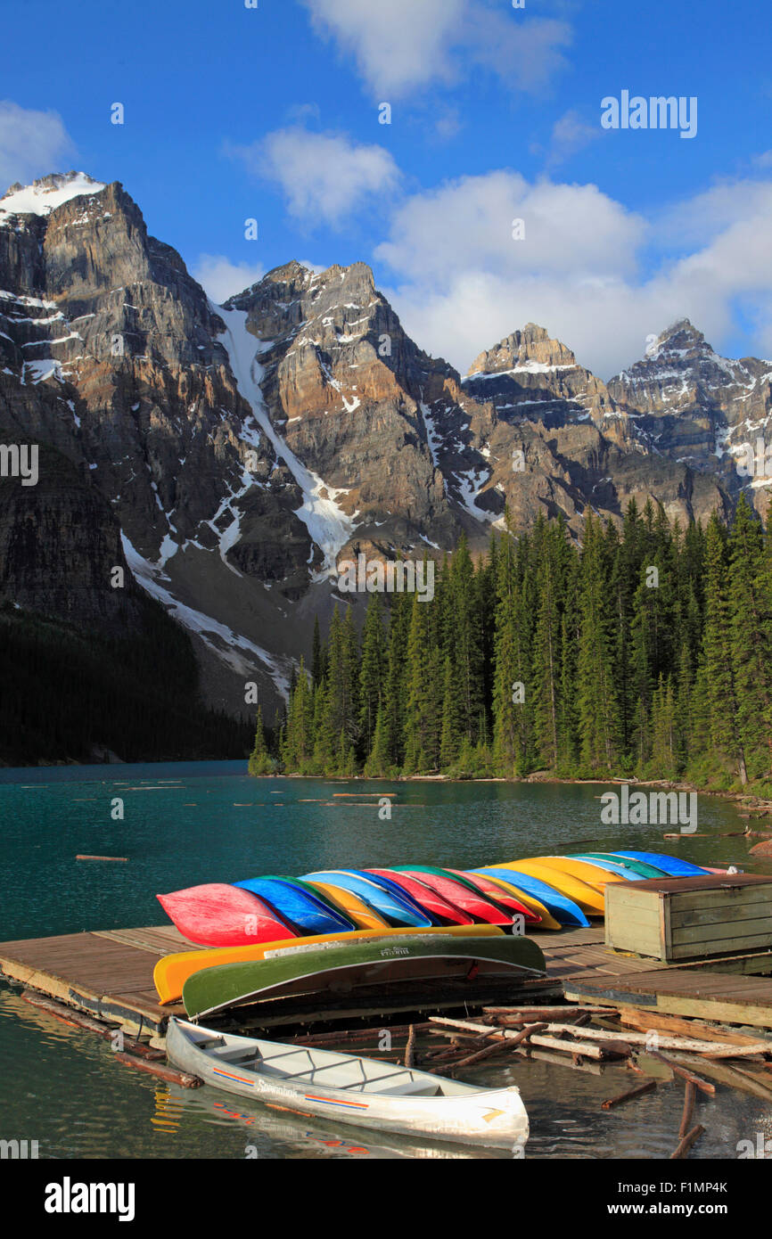 Le Canada, l'Alberta, parc national de Banff, lac Moraine, Montagnes Rocheuses Banque D'Images