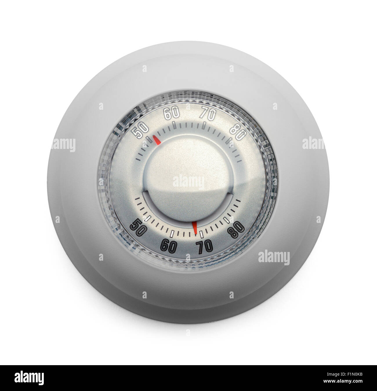 Cadran rond Accueil Thermostat isolé sur fond blanc. Banque D'Images
