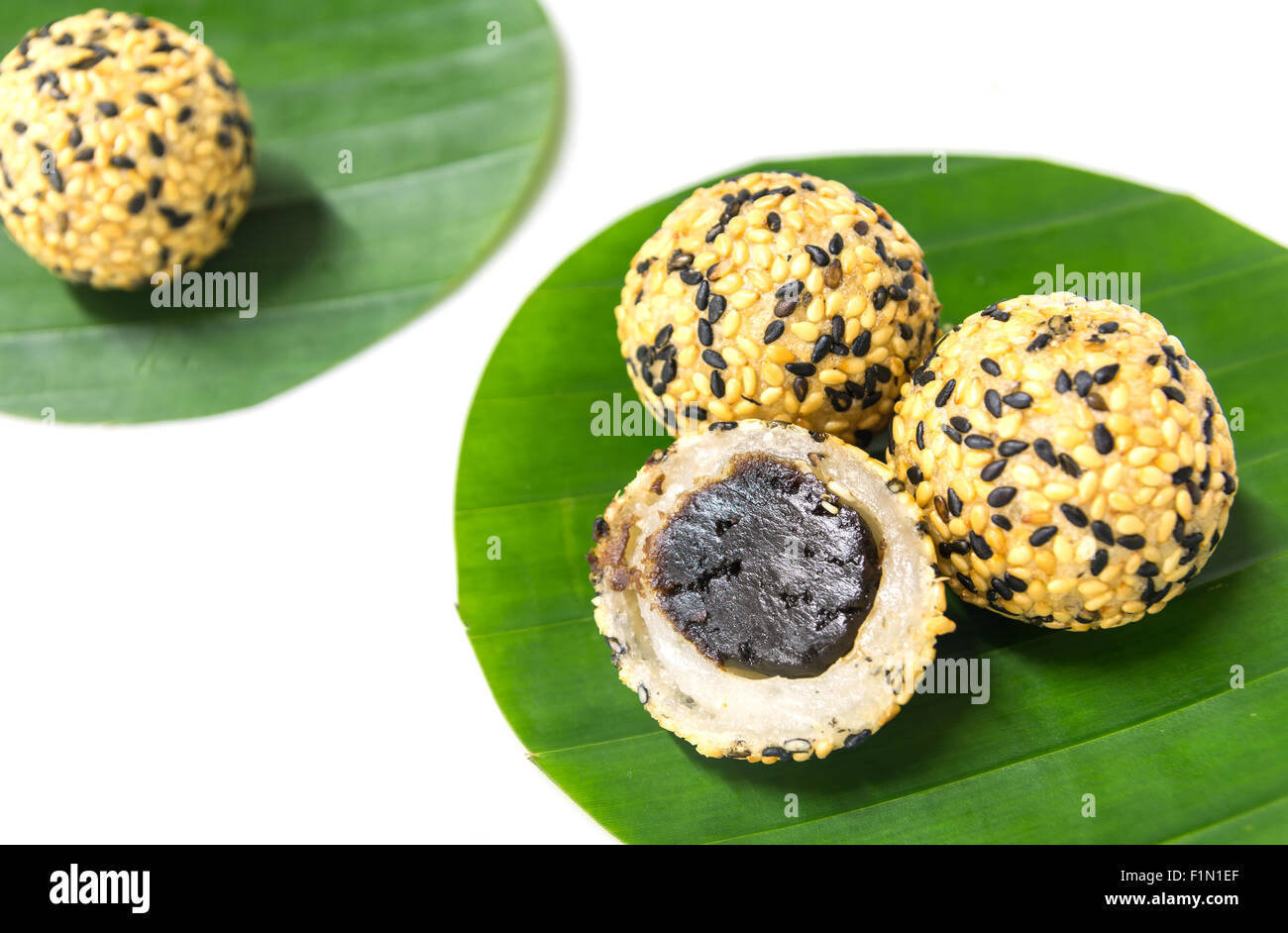 Boules de riz gluant frit Banque D'Images