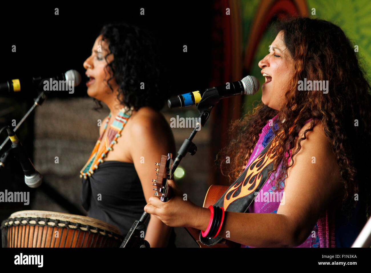 Toutes les femmes de la bande indienne d'indiva live Storm music festival, 2014 Banque D'Images