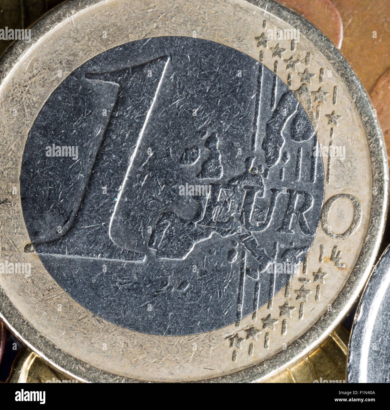 Une pièce en euro Close Up Banque D'Images