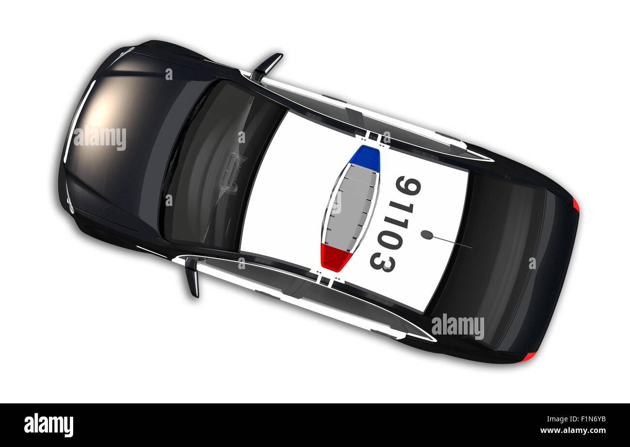 Voiture de police Vue de dessus isolé sur blanc. Voiture de police 3D ...