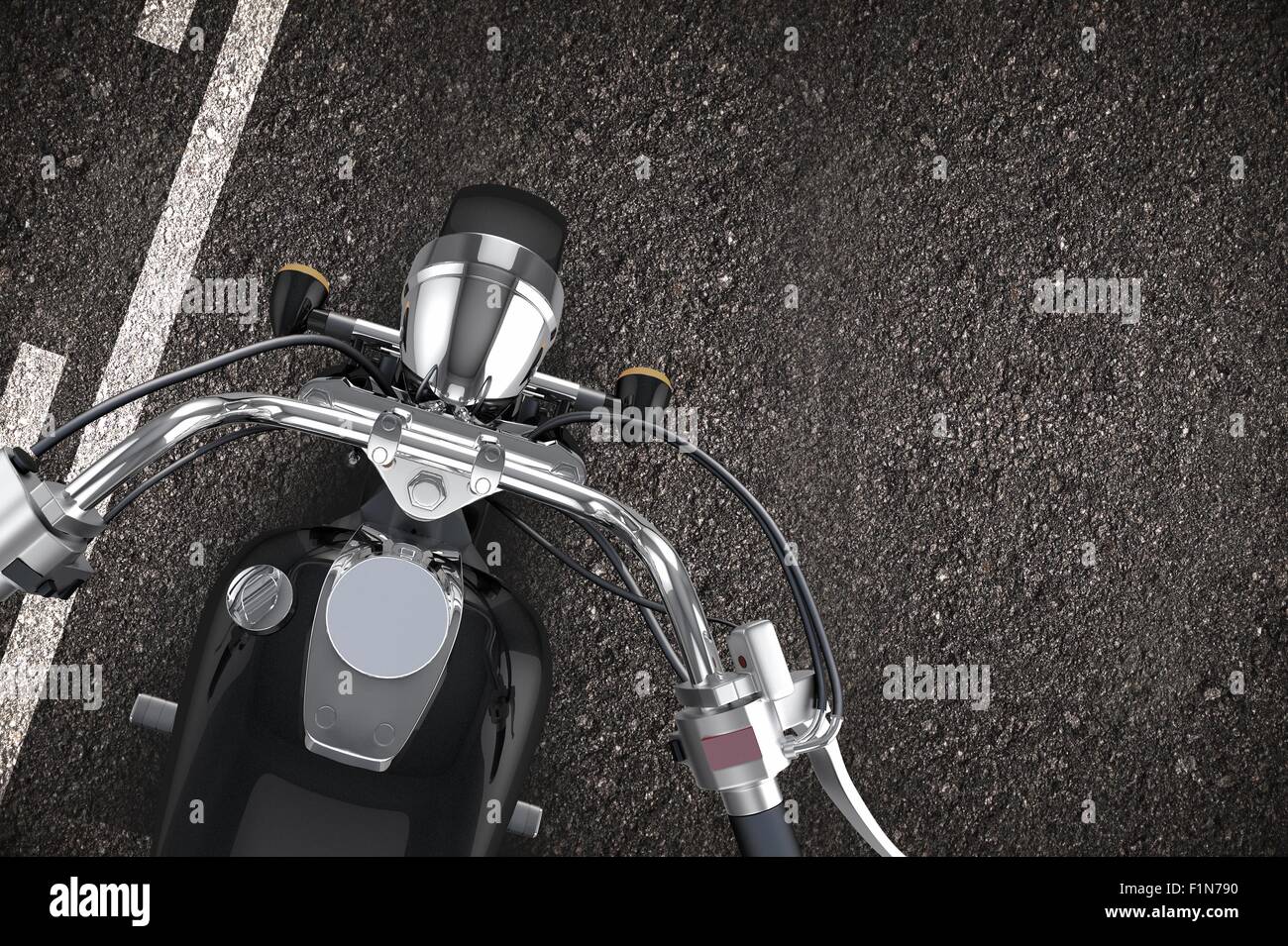 Sur la route de moto. Voie de droite de la conduite. Pas de zone de passage. Moto de l'illustration du haut. Banque D'Images