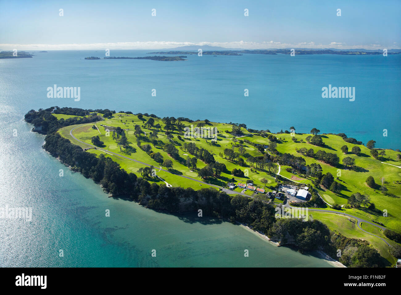 Golf de Howick, Auckland, île du Nord, Nouvelle-Zélande - vue aérienne Banque D'Images