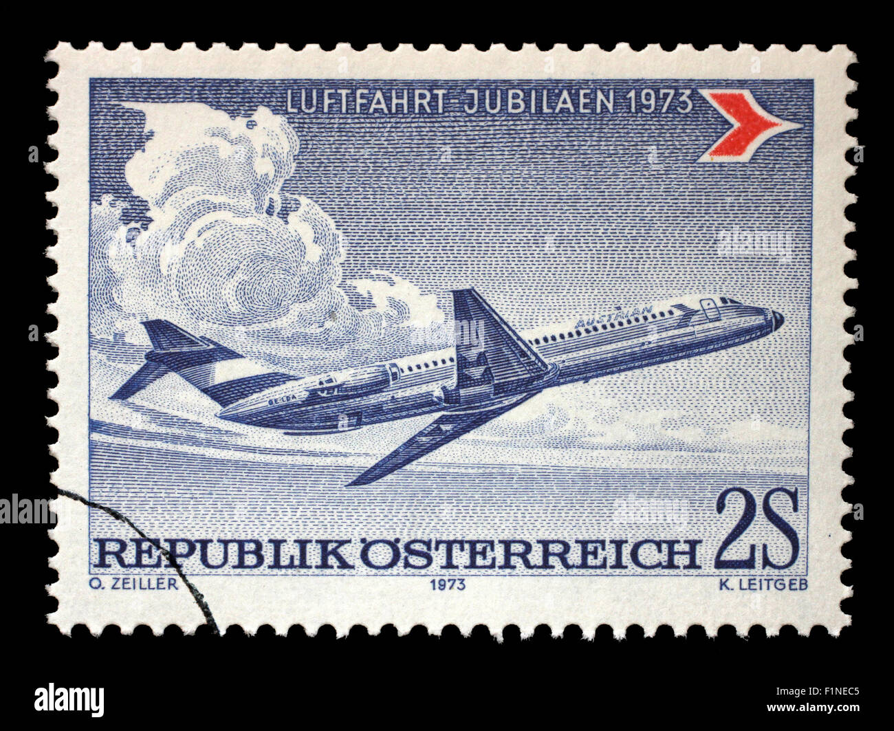 Timbres par l'Autriche, indique Douglas DC-9, vers 1973 Banque D'Images