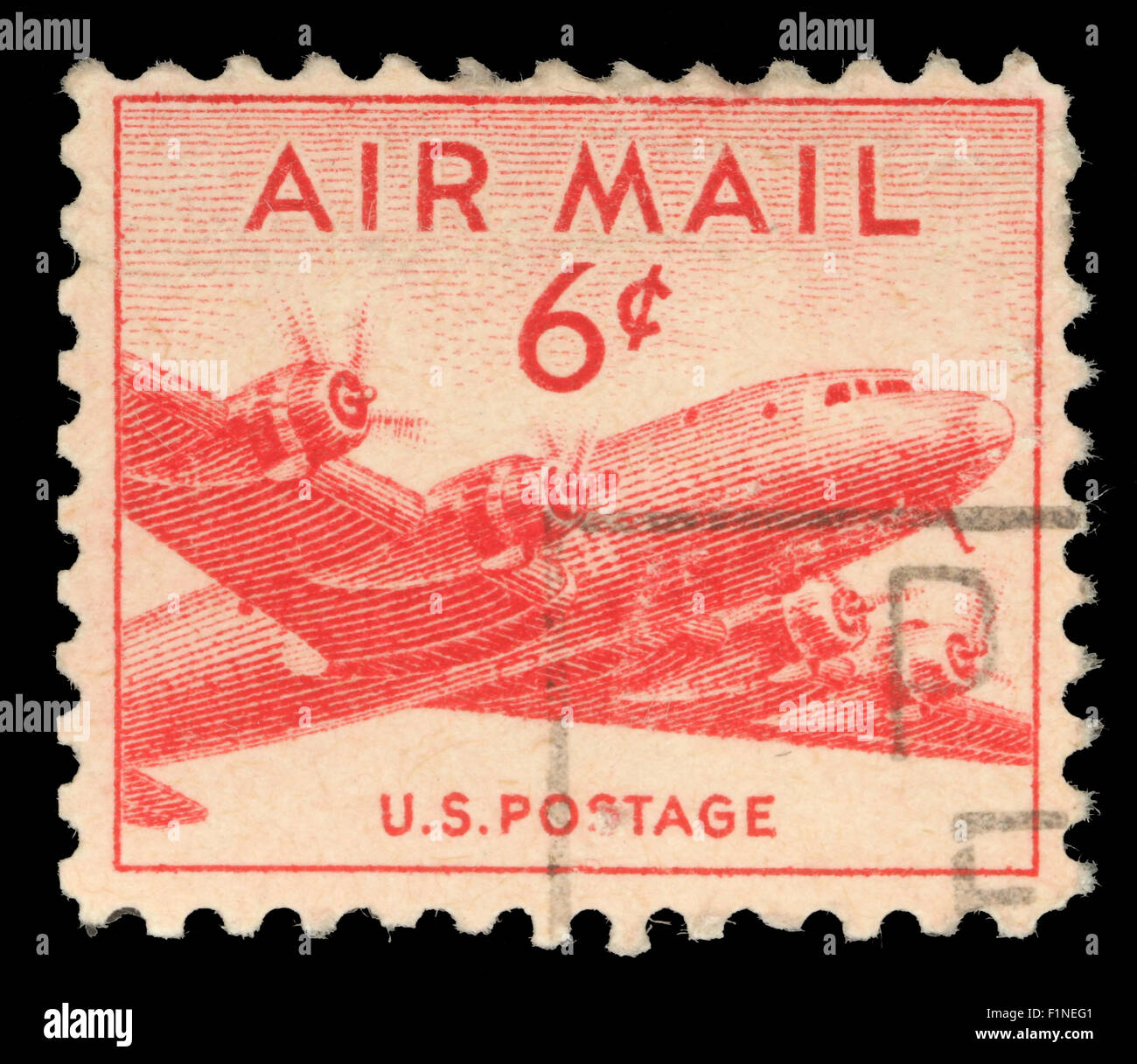 Timbres en United States (USA), montre les avions de transport militaire C-54 (Douglas DC-4 Skymaster) , circa 1947 Banque D'Images