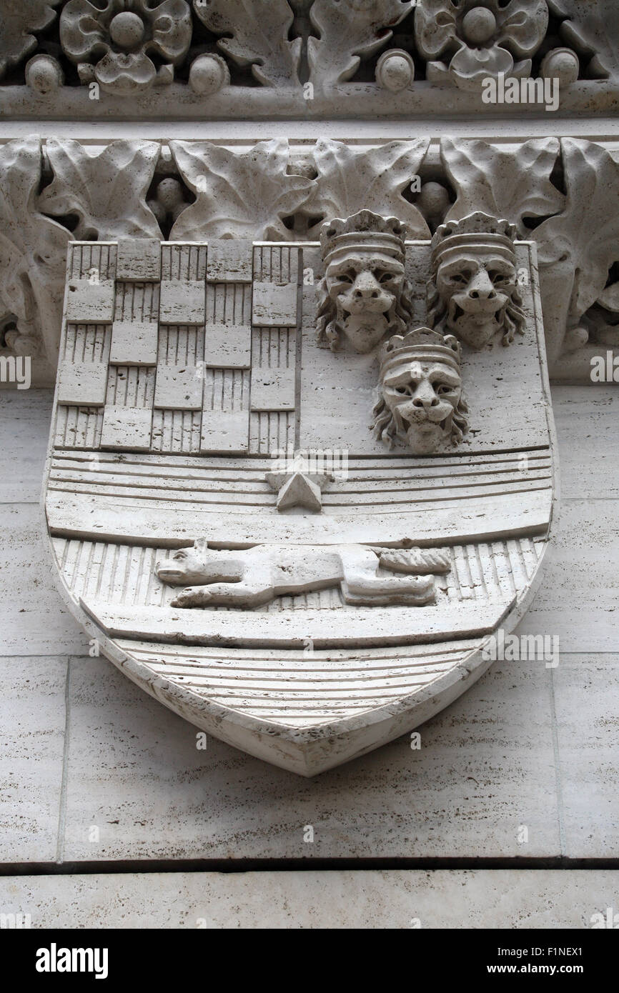 Armoiries du Royaume de Croatie, Slavonie et Dalmatie sur le portail de la cathédrale de Zagreb Banque D'Images