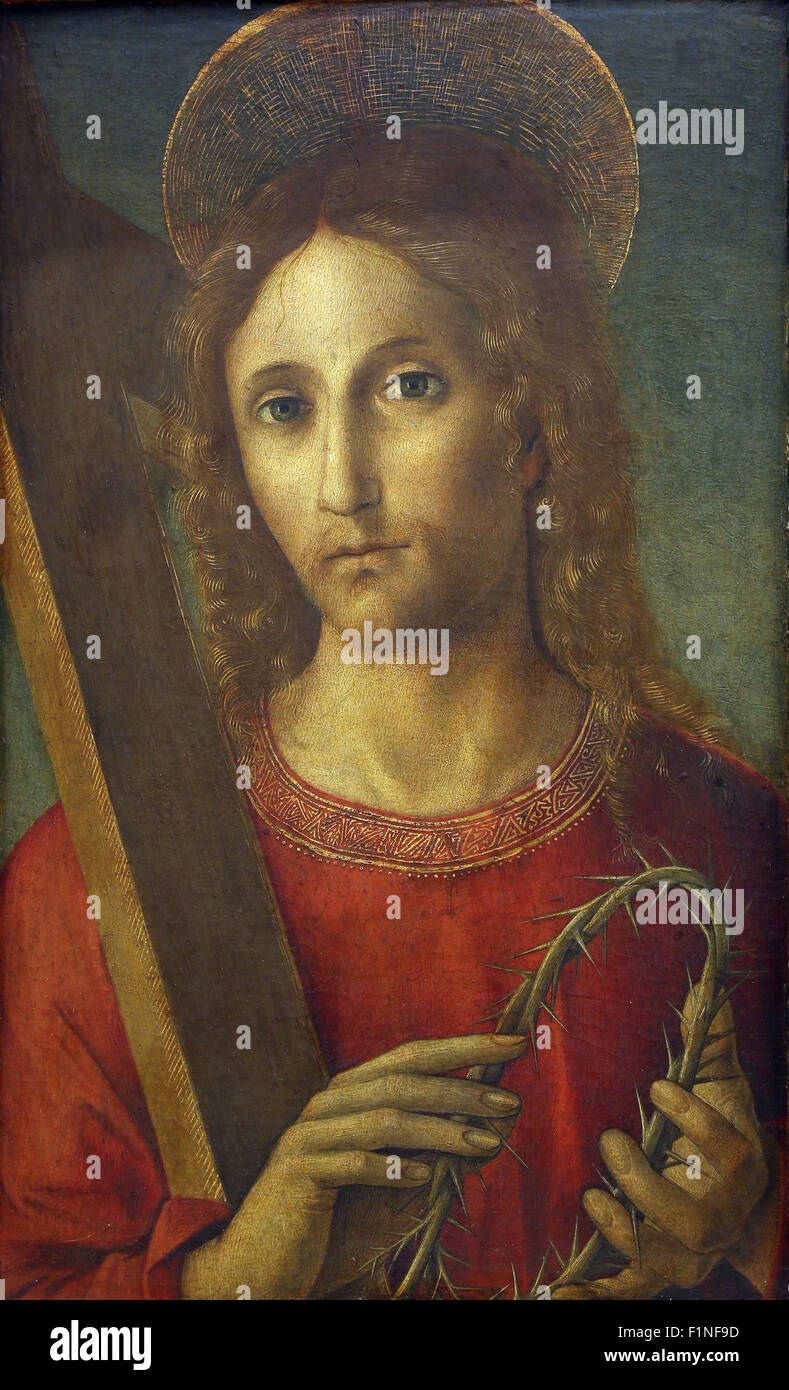 Pietro di Francesco degli Orioli : le Christ avec une croix et couronne d'épines, les vieux maîtres Collection à Zagreb, Croatie Banque D'Images