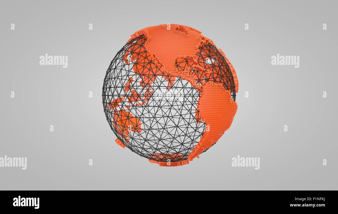 Le fil orange 3D globe Banque D'Images