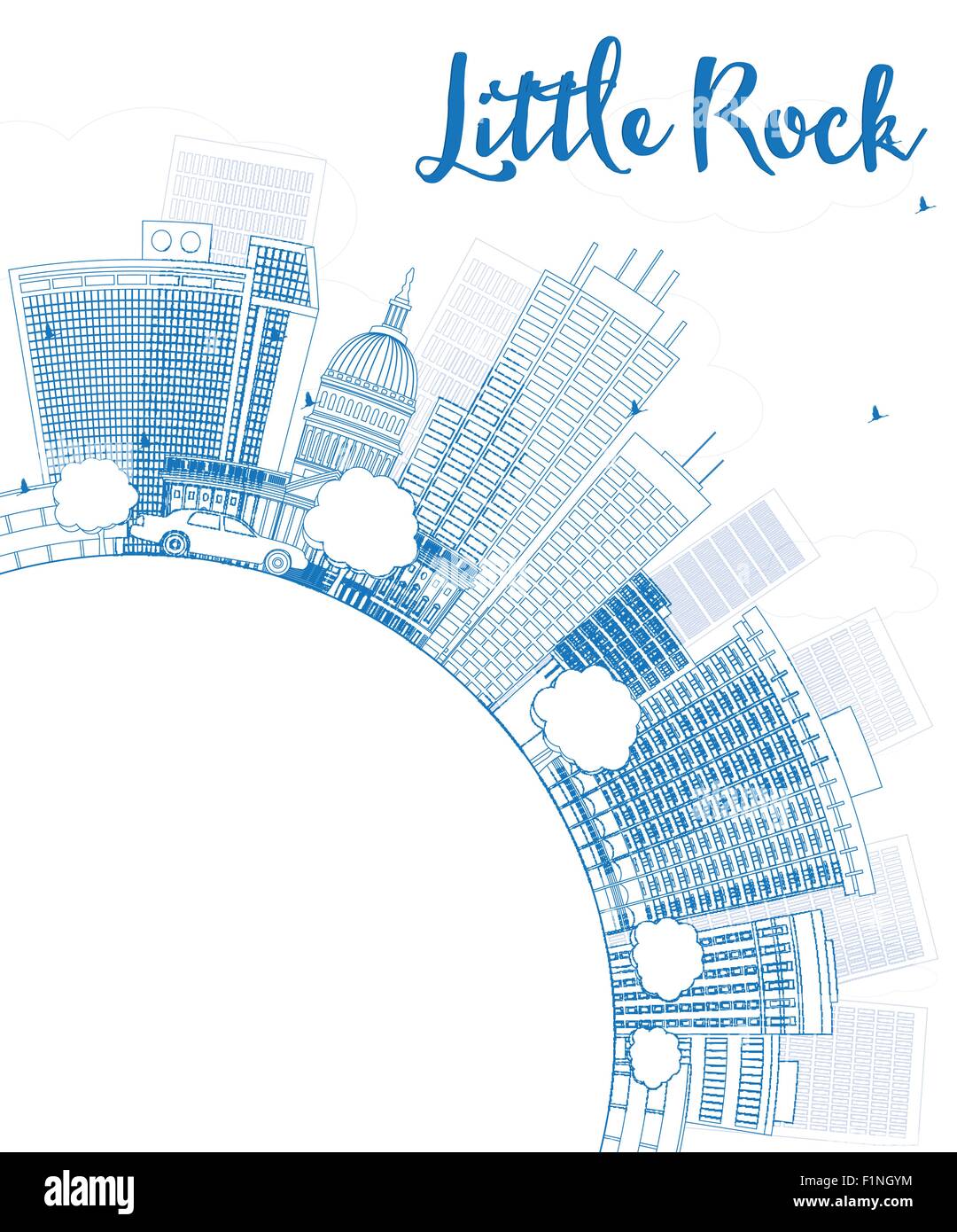 Contours Little Rock Skyline avec bâtiment bleu et copiez l'espace. Vector Illustration Illustration de Vecteur