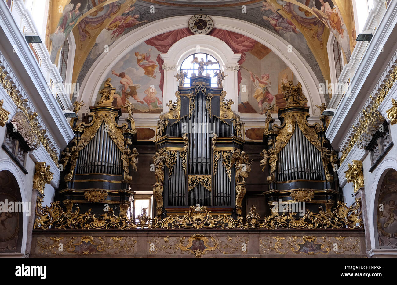 L'orgue à la Cathédrale de St Nicolas dans la capitale de Ljubljana, Slovénie Banque D'Images