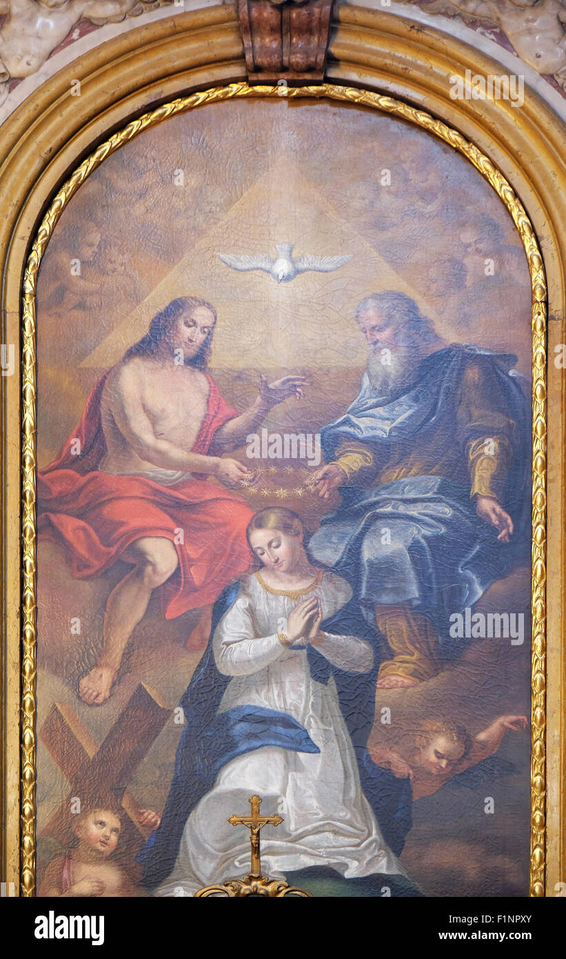 Couronnement de la Vierge Marie dans la Cathédrale de St Nicolas à Ljubljana, Slovénie Banque D'Images