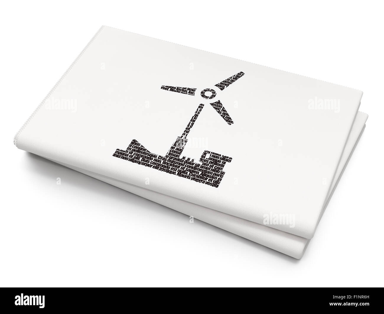 Concept Manufacuring : Moulin sur fond de journal vierge Banque D'Images