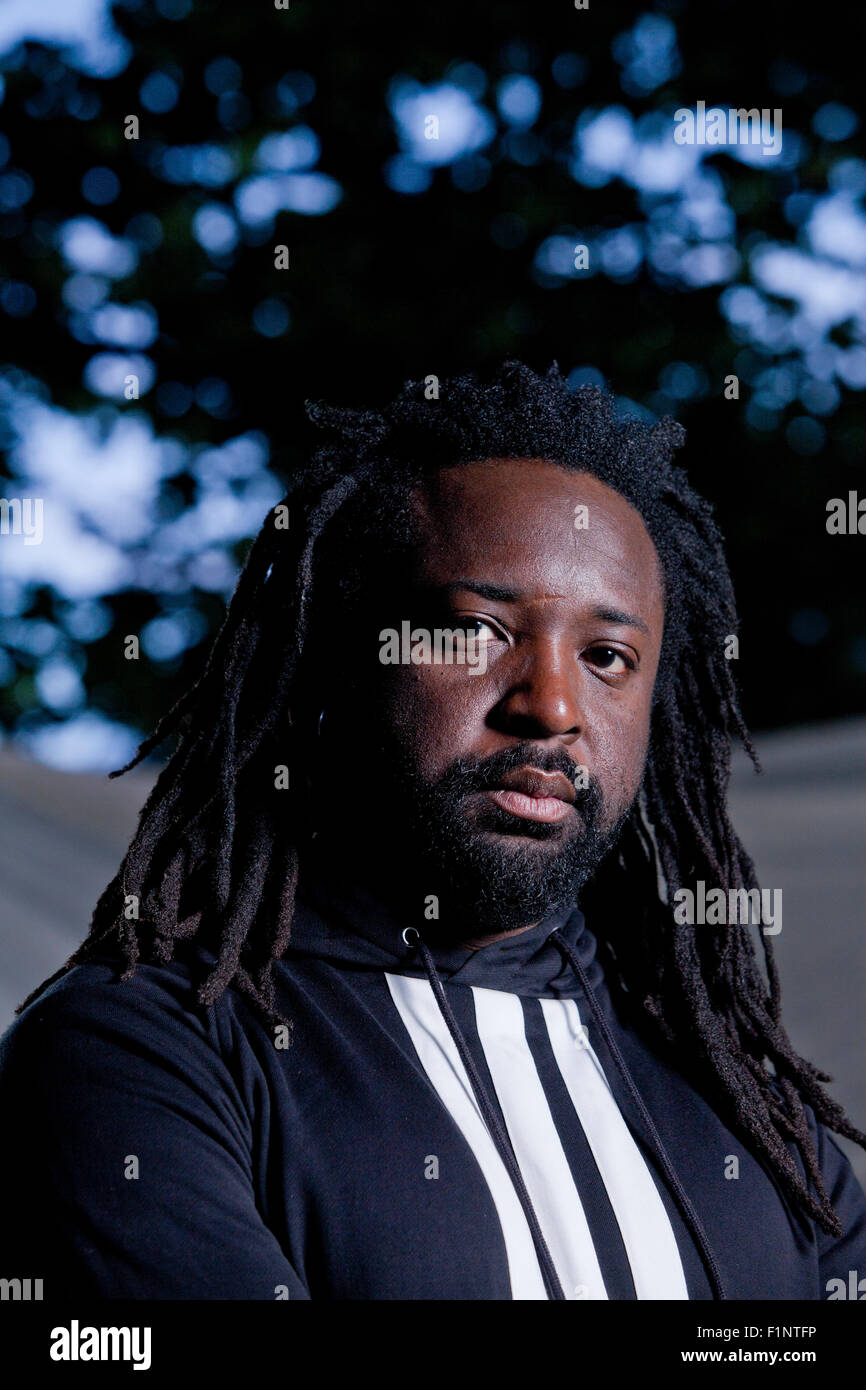 Marlon James, la Jamaican Man Booker Prize de prête-nom, à l'Edinburgh International Book Festival 2015. Edimbourg, Ecosse. 27 août 2015 Banque D'Images