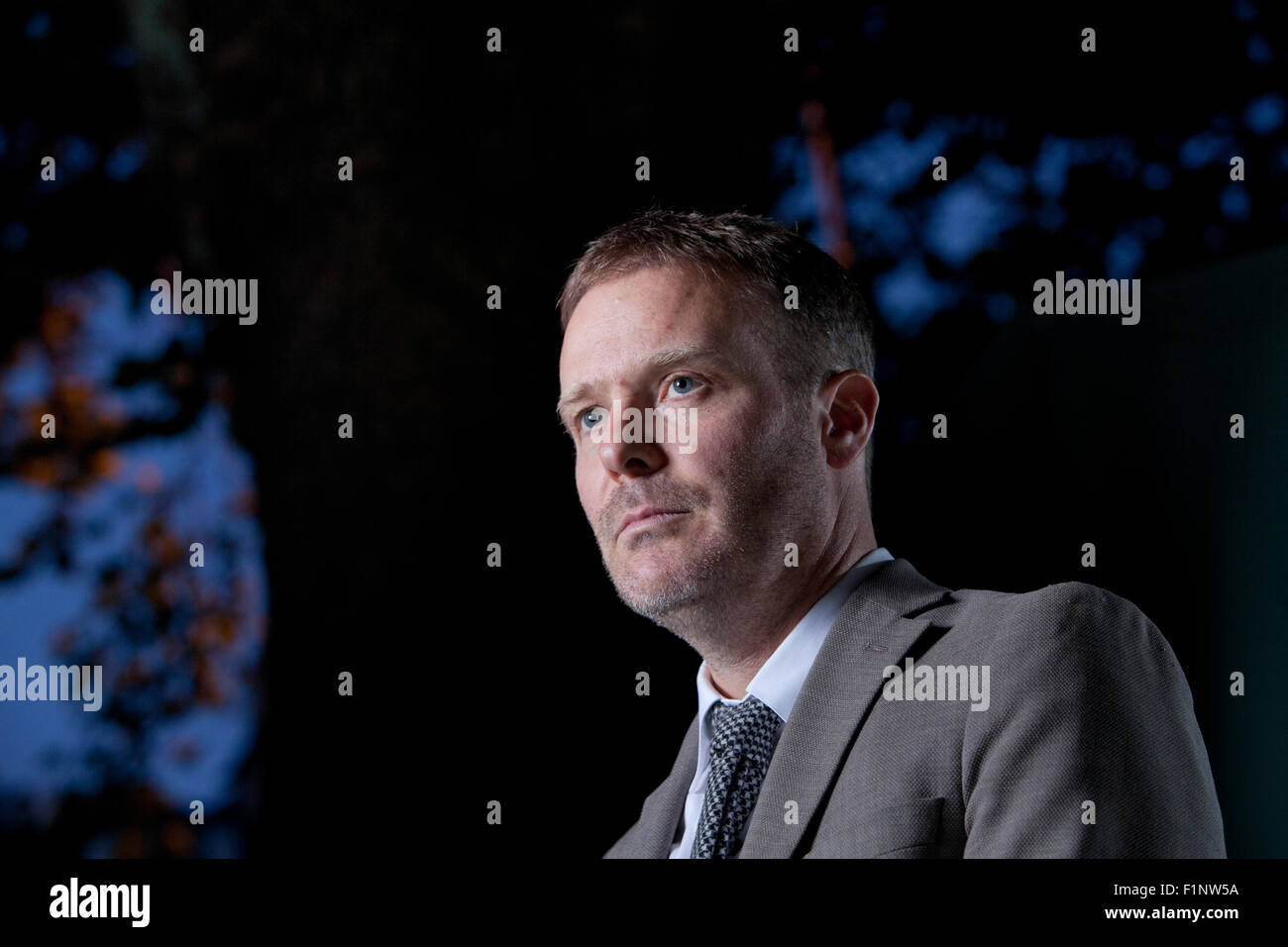 Tom McCarthy, le romancier anglais, auteur, et proposé pour le prix Man Booker, à l'Edinburgh International Book Festival 2015. Édimbourg. 30 août 2015 Banque D'Images