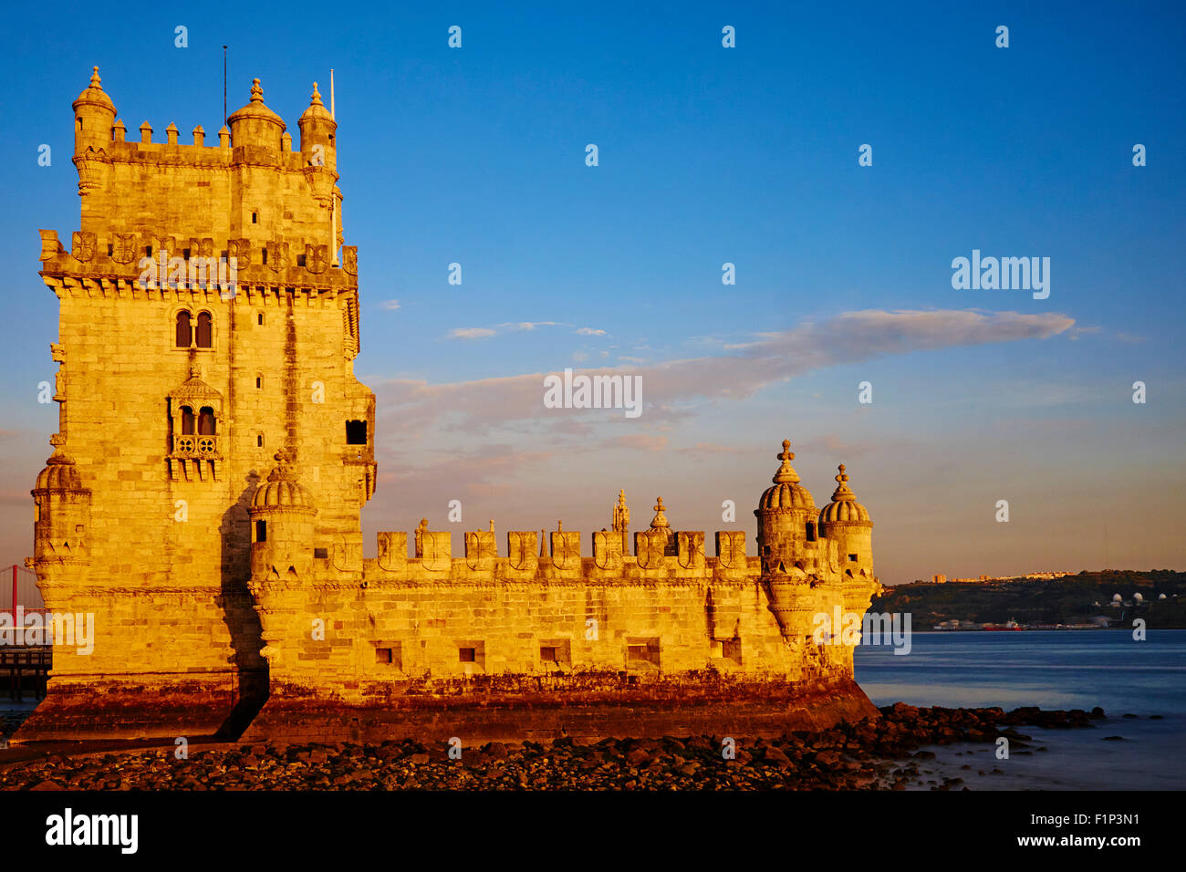 Portugal, Lisbonne, la tour de Belém, l'architecte Francisco de Arruda, 1515-1521 (Liste du patrimoine mondial de l'UNESCO, 1983), le quartier de Belém, Lisb Banque D'Images