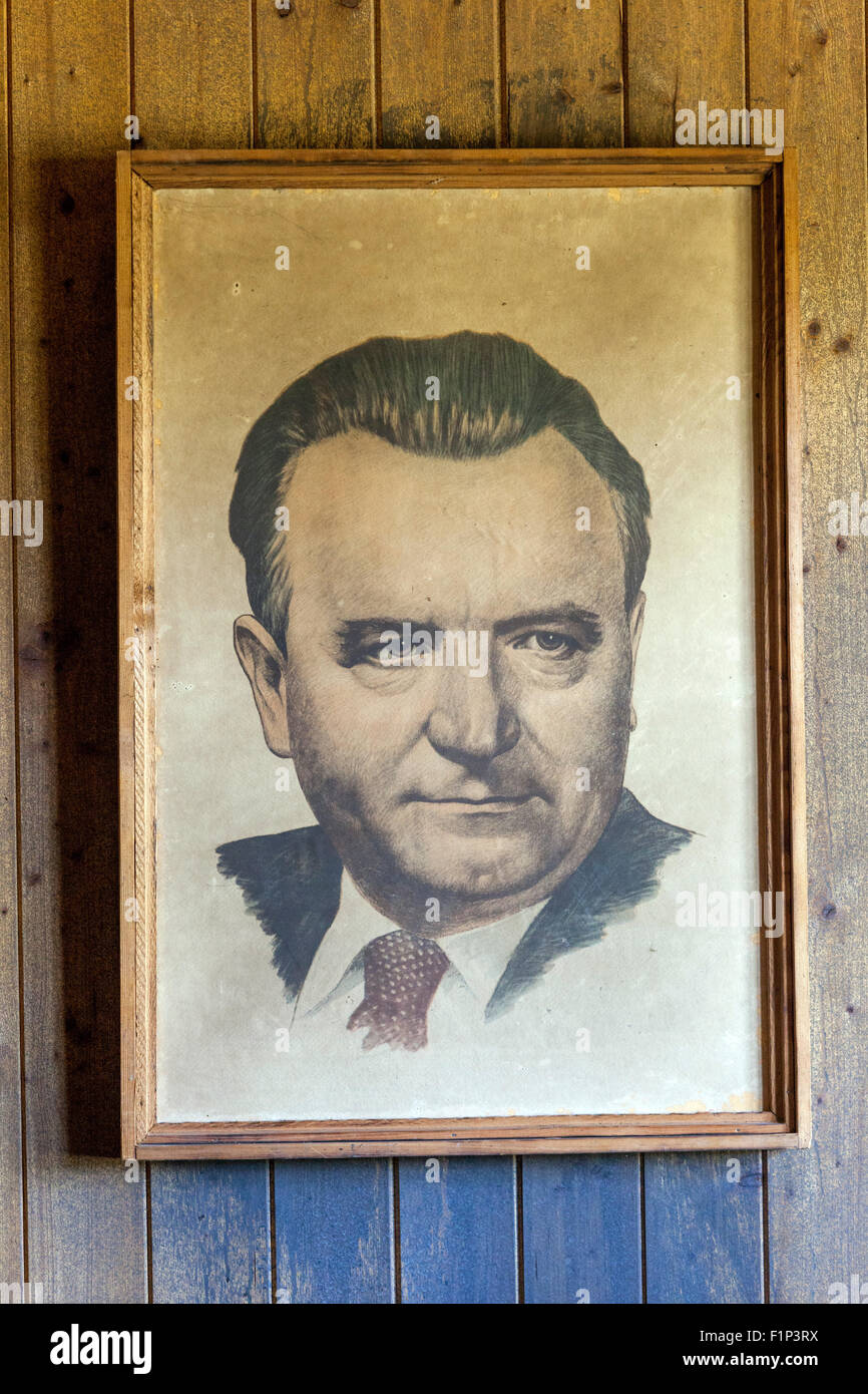 Tchécoslovaquie communiste. Portrait de Klement Gottwald, premier président communiste (1948-1953) Vojna Memorial, musée des victimes du communisme Pribram Banque D'Images