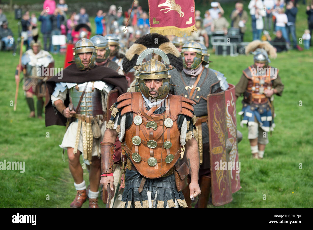 Mur d'Hadrien en direct ! - Le grand soldat romain événement. Birdoswald, Cumbria, 5e septembre 2015. Banque D'Images