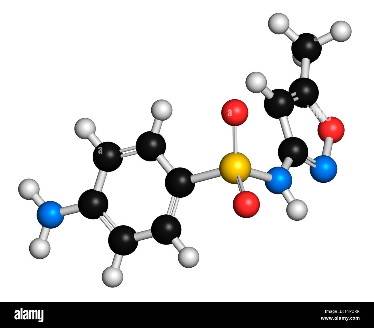 Le sulfaméthoxazole (molécule antibiotique de la classe des sulfamides) couramment utilisé pour traiter les infections des voies urinaires des atomes sont Banque D'Images